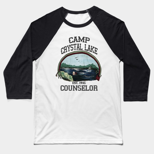 Camp Crystal Lake Counselor Baseball T-Shirt by CreatingChaos